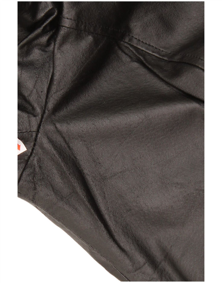 VINTAGE Womens Leather Coat UK 20 2XL Black