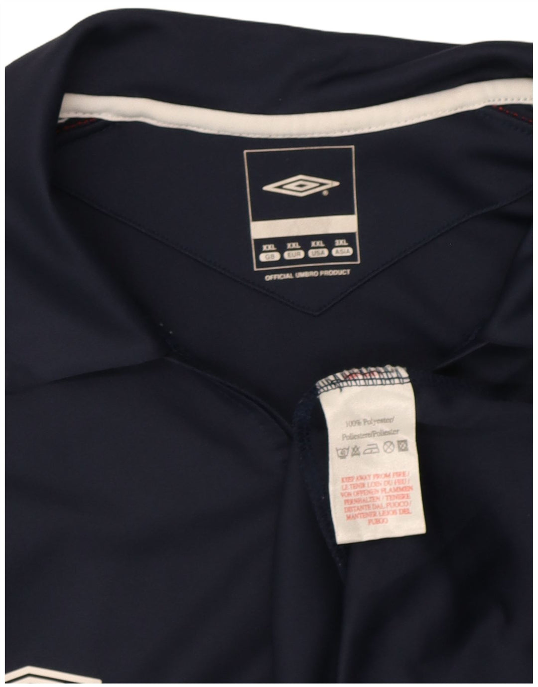 Umbro Mens Zip Neck Polo Shirt 2XL Navy Blue Colourblock Polyester