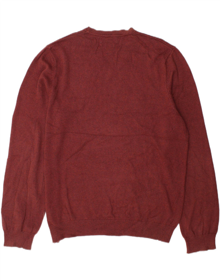 Marks & Spencer Mens V-Neck Jumper Sweater XL Brown Cotton