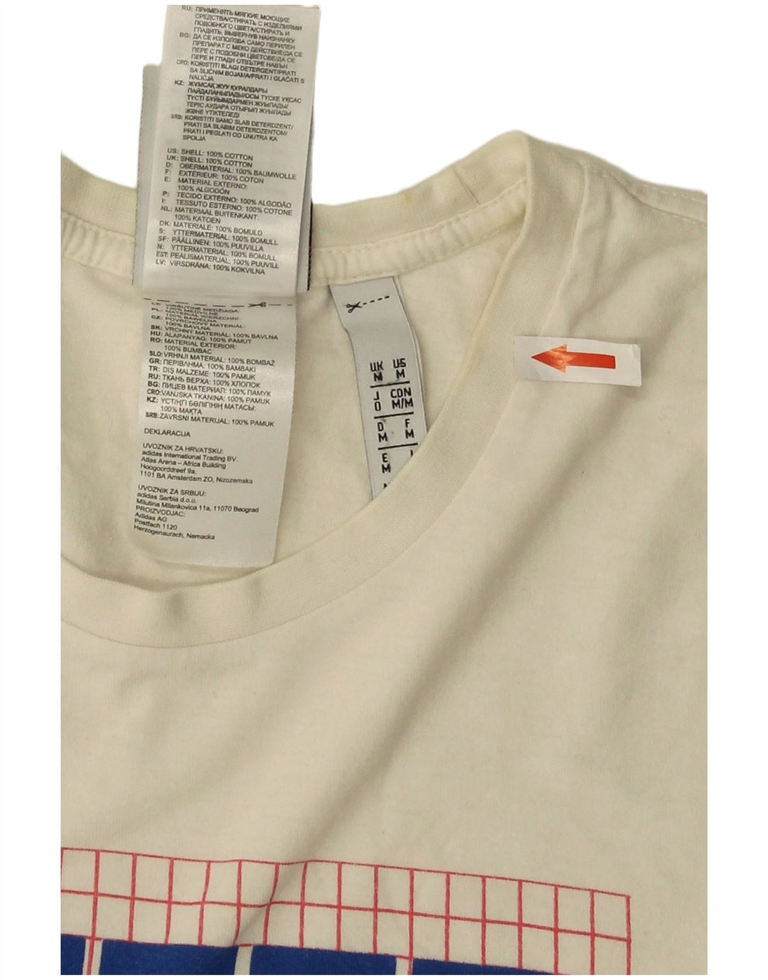 Adidas Mens Graphic T-Shirt Top Medium Off White Cotton