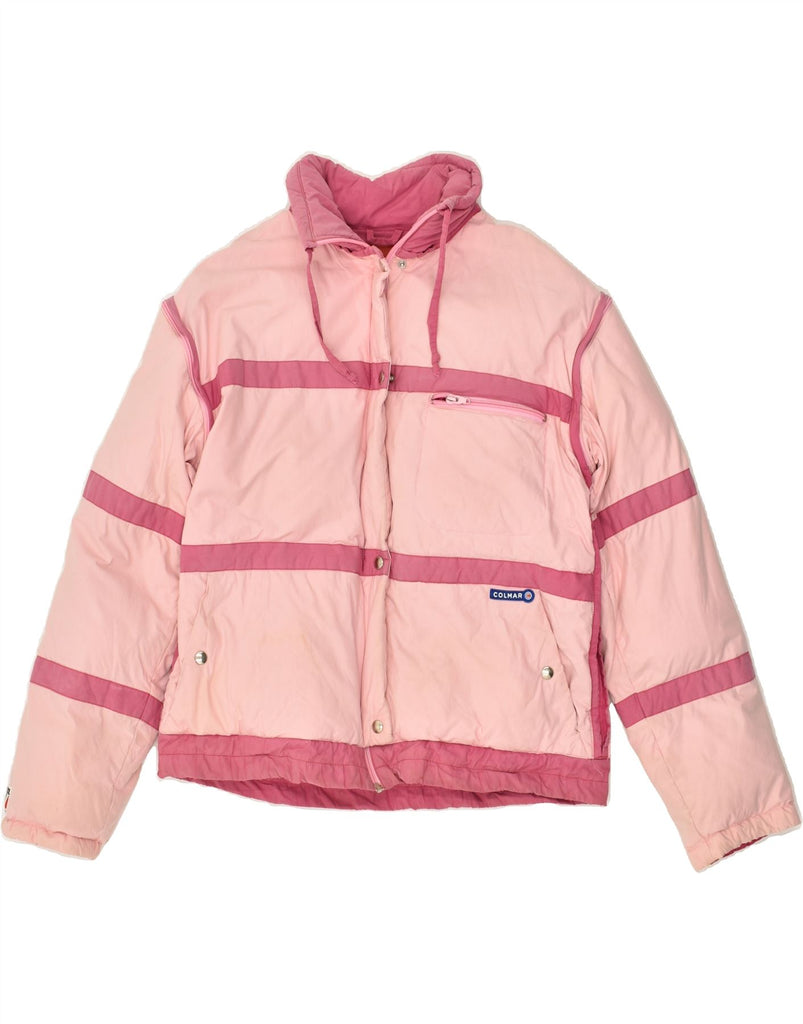 COLMAR Womens Padded Jacket IT 46 Large Pink Striped Cotton | Vintage Colmar | Thrift | Second-Hand Colmar | Used Clothing | Messina Hembry 