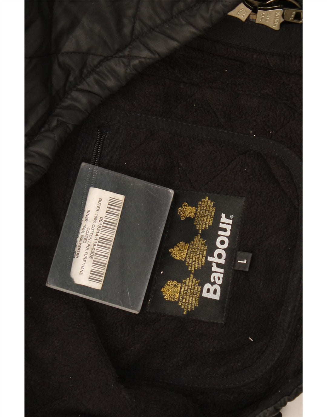 Barbour Mens Quilted Jacket UK 40 Large Black Cotton