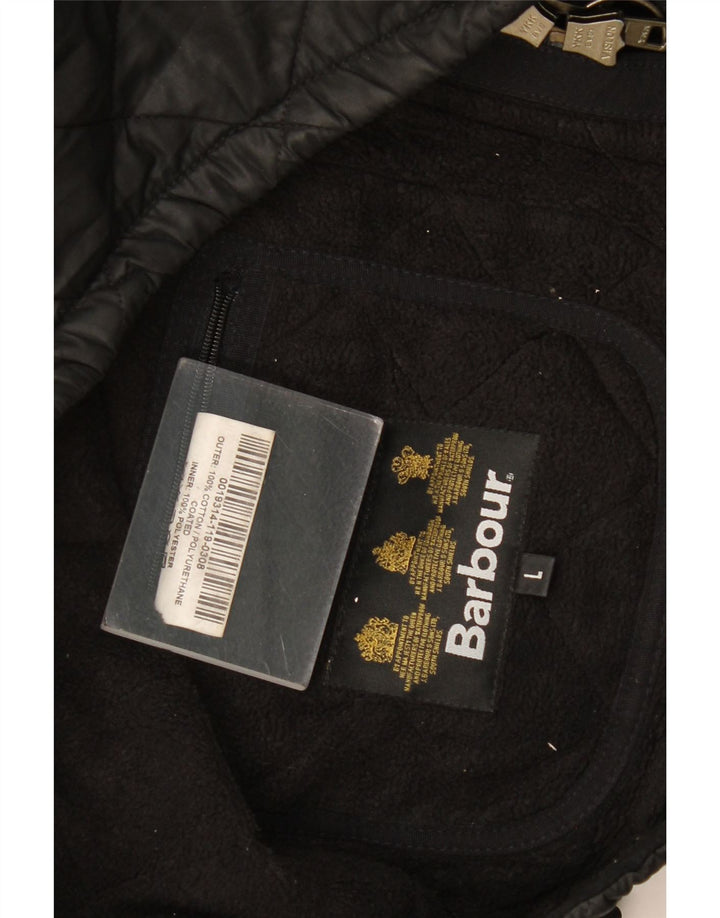 Barbour Mens Quilted Jacket UK 40 Large Black Cotton