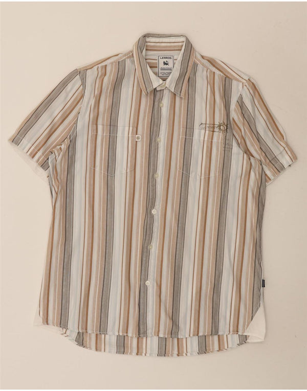 Lerros Mens Short Sleeve Shirt Medium Multicoloured Striped Cotton