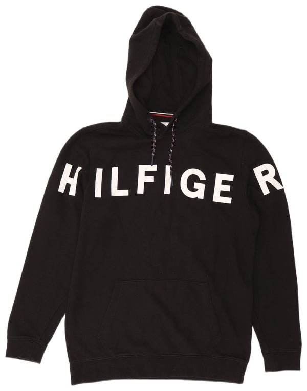 Tommy Hilfiger Mens Graphic Hoodie Jumper XL Black Cotton
