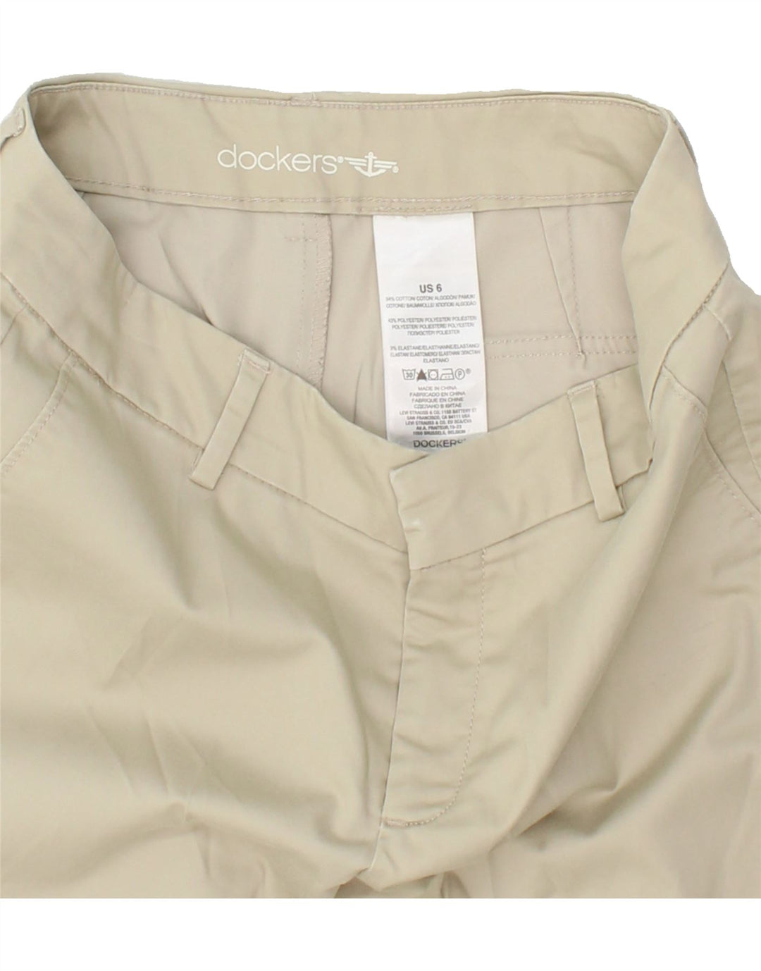DOCKERS Womens Straight Capri Trousers US 6 Medium W30 L20 Beige Cotton Vintage Dockers and Second-Hand Dockers from Messina Hembry 