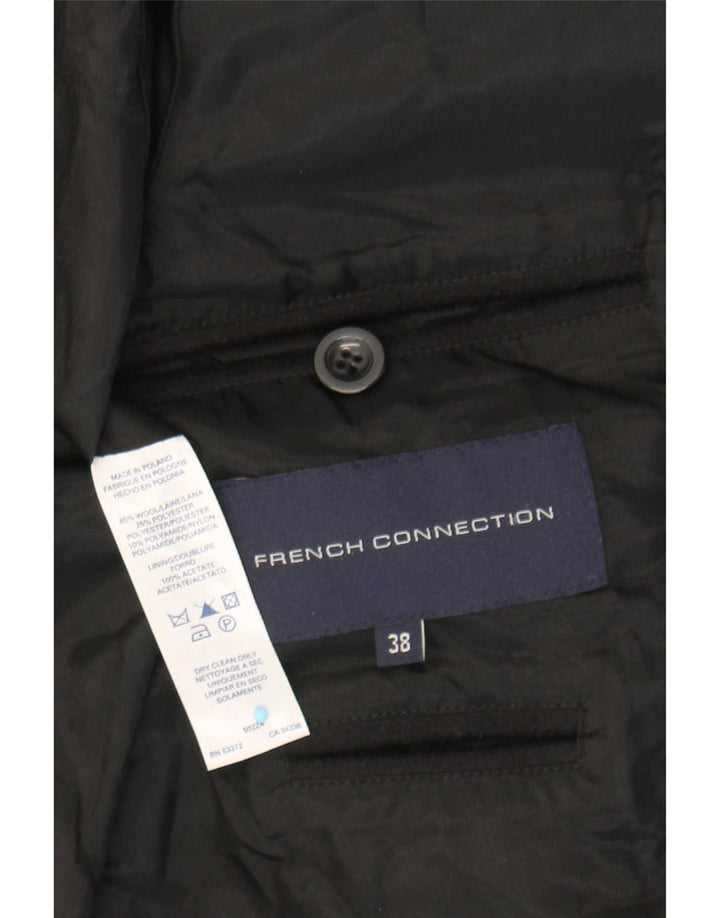 French Connection Womens Overcoat EU 38 Medium Black Wool
