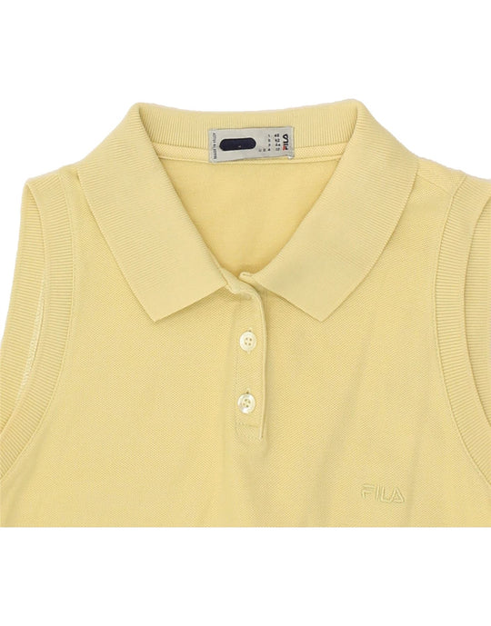 FILA Womens Sleeveless Polo Shirt IT 46 XL Yellow Cotton Vintage Second Hand Clothing Online Messina Hembry