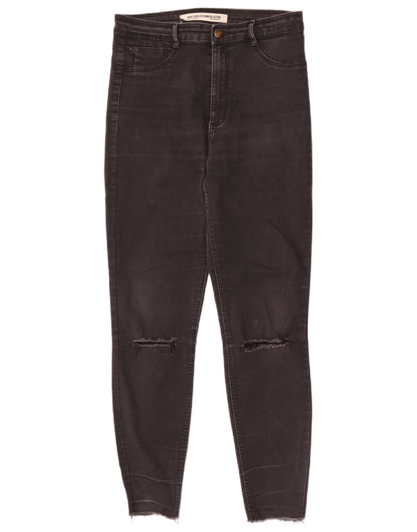 Zara Womens High Waist Distressed Skinny Jeans EU 42 Large W32 L28 Black