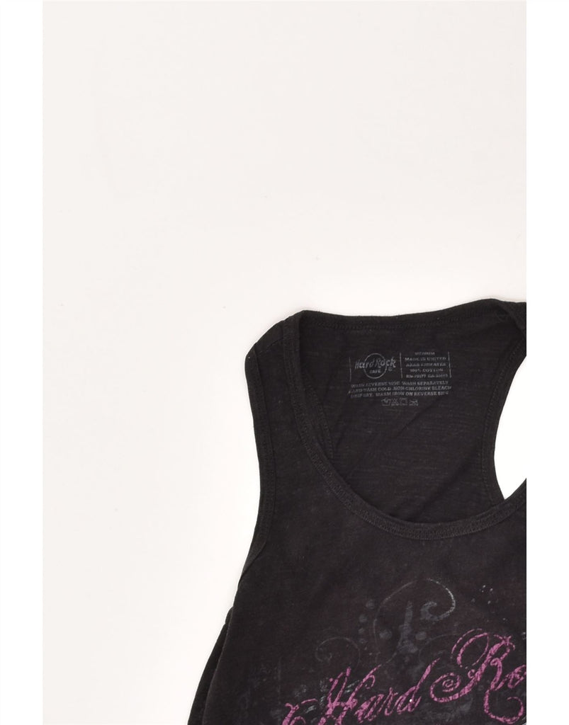 HARD ROCK CAFE Womens Barcelona Graphic Vest Top UK 12 Medium Grey Cotton | Vintage Hard Rock Cafe | Thrift | Second-Hand Hard Rock Cafe | Used Clothing | Messina Hembry 