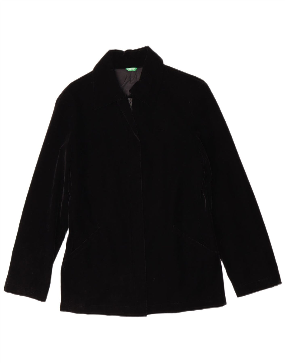 Benetton Womens Corduroy Jacket IT 42 Medium Black Acrylic