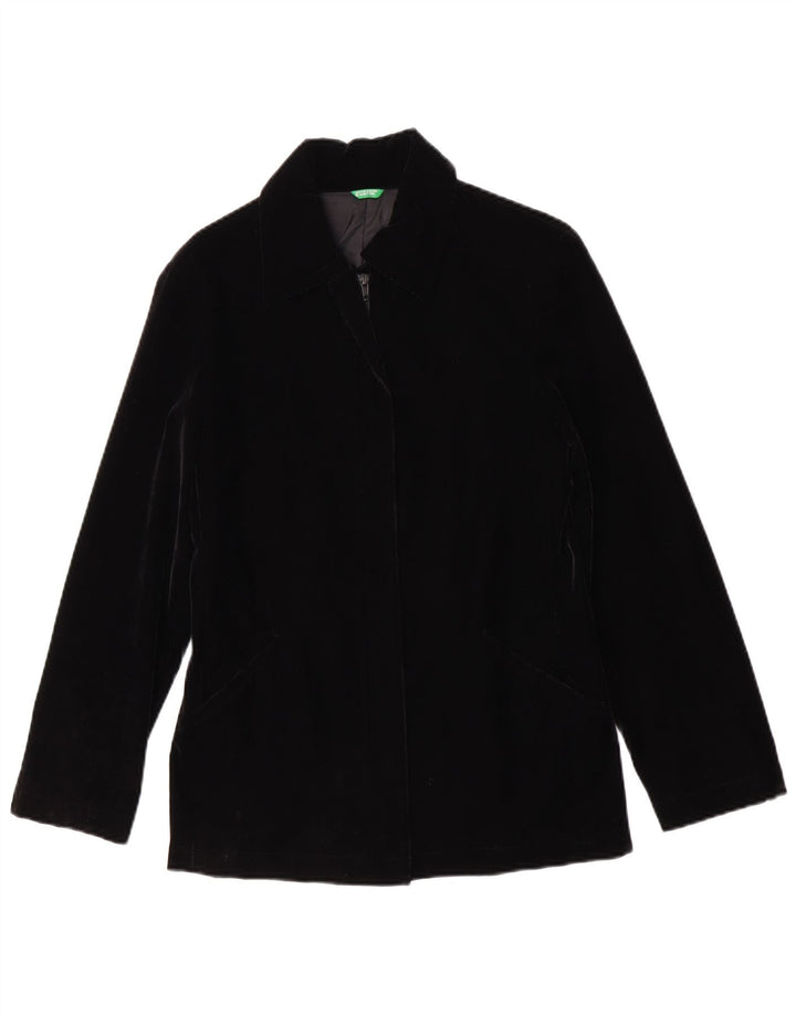 Benetton Womens Corduroy Jacket IT 42 Medium Black Acrylic