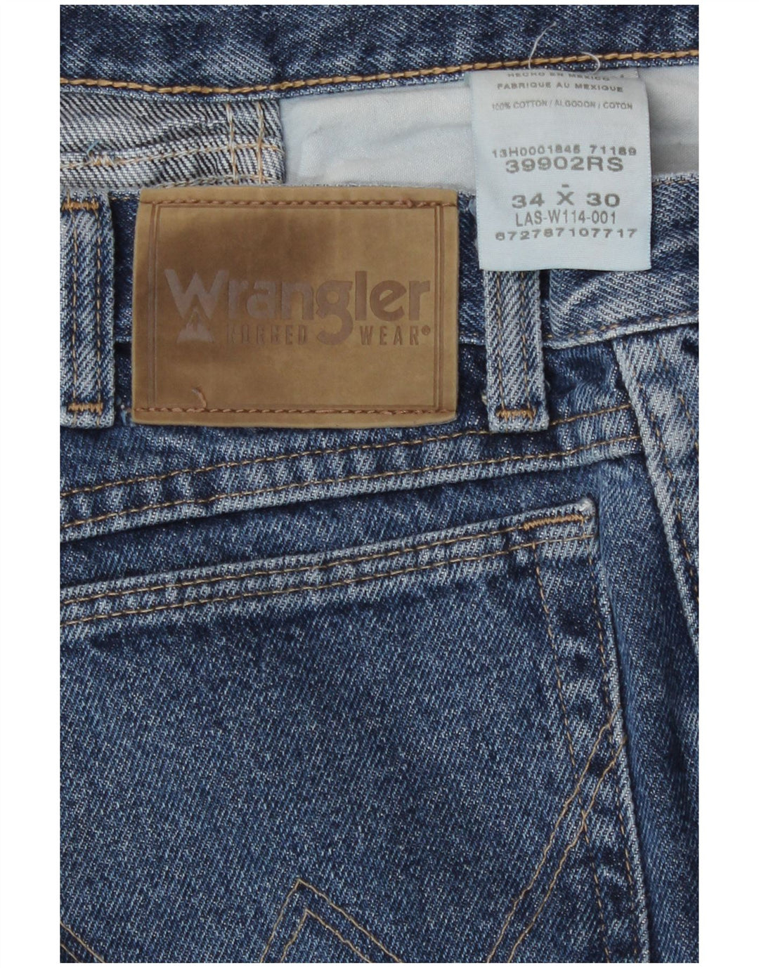 Wrangler Mens Straight Jeans W34 L30 Blue Cotton