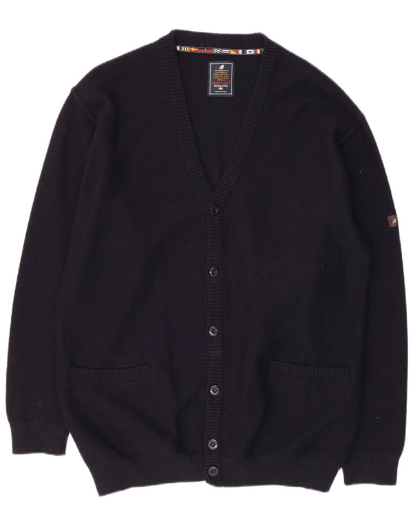 GREEN COAST Mens Cardigan Sweater IT 54 XL Navy Blue Merino Wool
