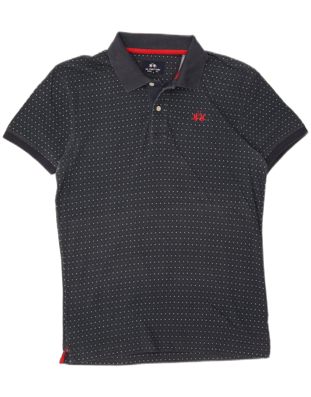 La Martina Mens Abstract Pattern Slim Fit Polo Shirt Large Navy Blue