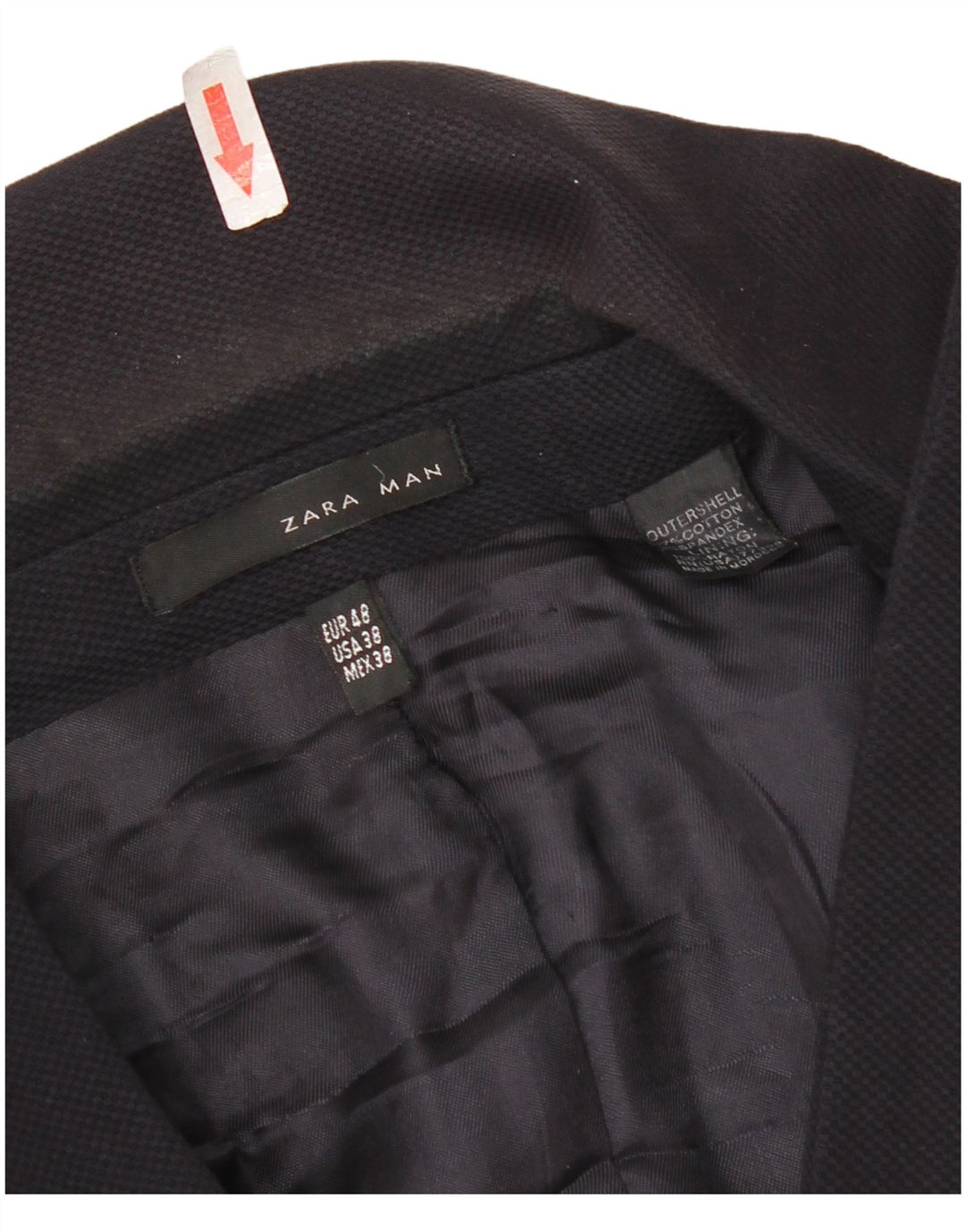 Zara Mens 2 Button Blazer Jacket EU 48 Medium Navy Blue Cotton