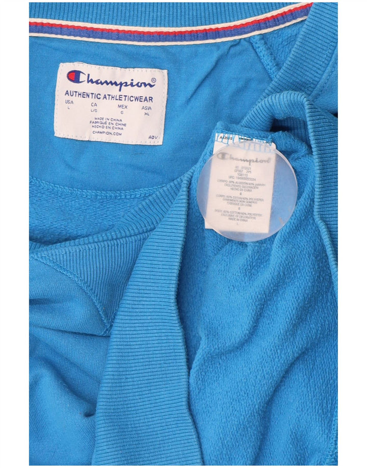 CHAMPION Womens Graphic Sweatshirt Jumper UK 16 Large Blue Cotton