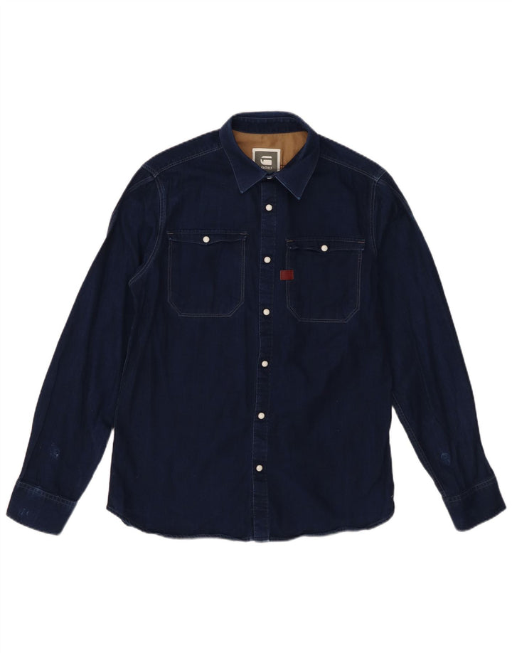 G-Star Mens Denim Shirt Medium Navy Blue Cotton
