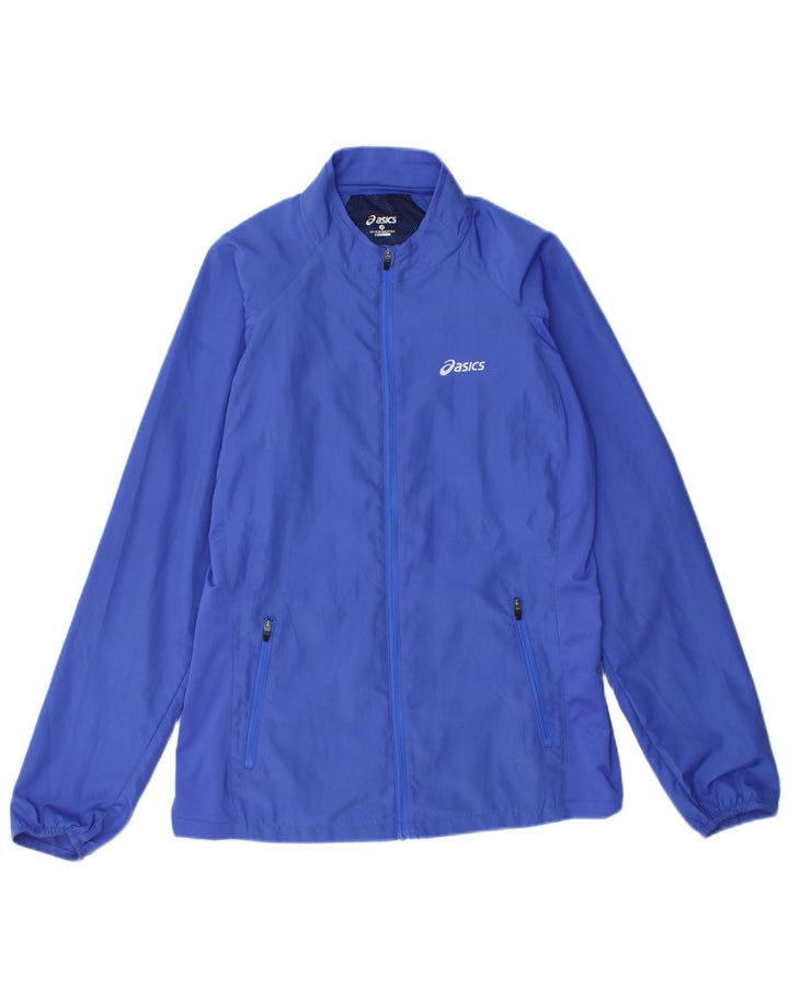 ASICS Womens Tracksuit Top Jacket UK 12 Medium Blue Polyester