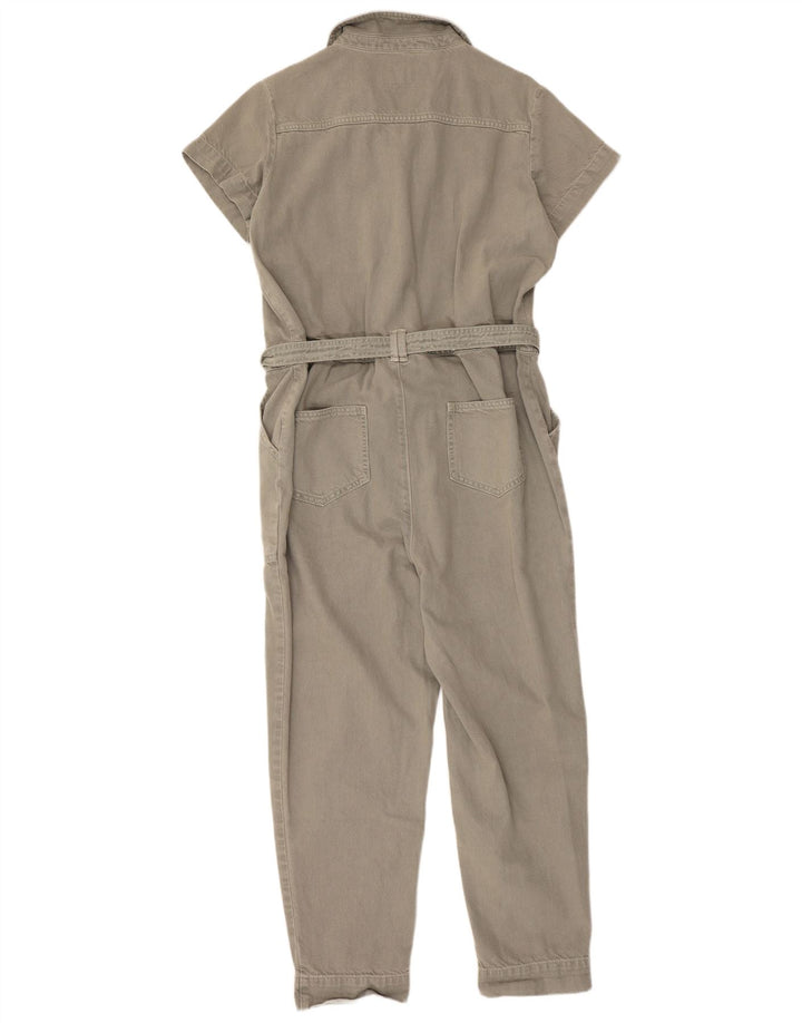 Fat Face Womens Denim Jumpsuit UK 12 Medium Khaki Cotton
