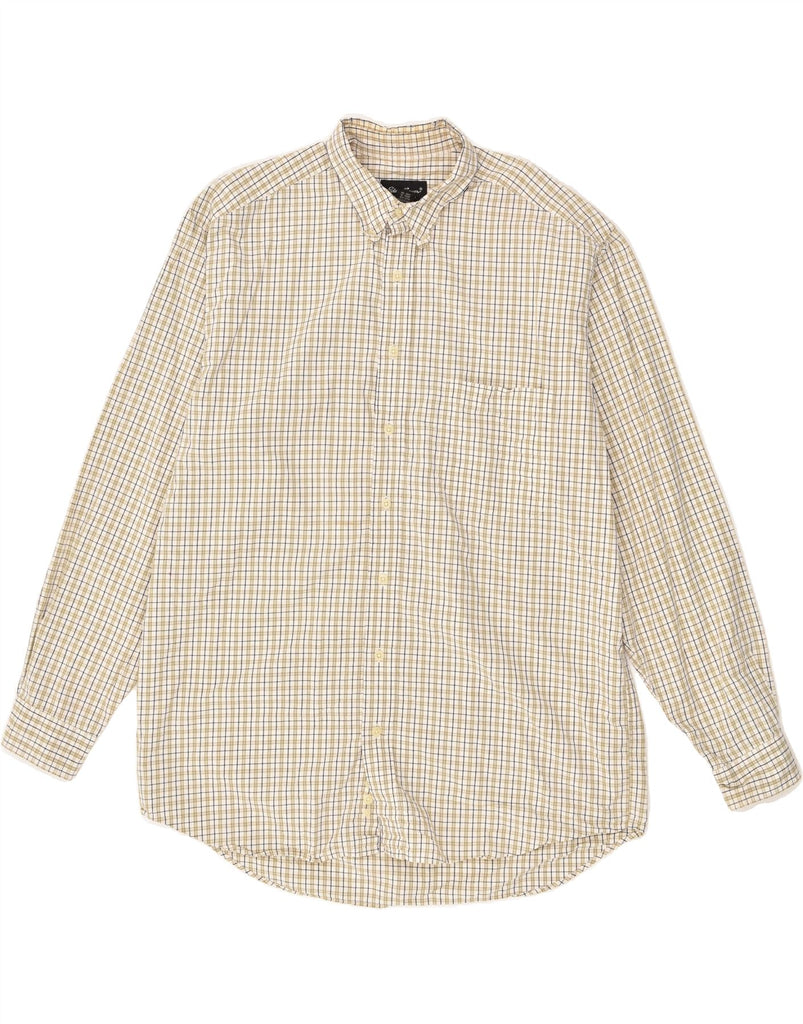 EDDIE BAUER Mens Tall Shirt Large Beige Check Cotton | Vintage Eddie Bauer | Thrift | Second-Hand Eddie Bauer | Used Clothing | Messina Hembry 