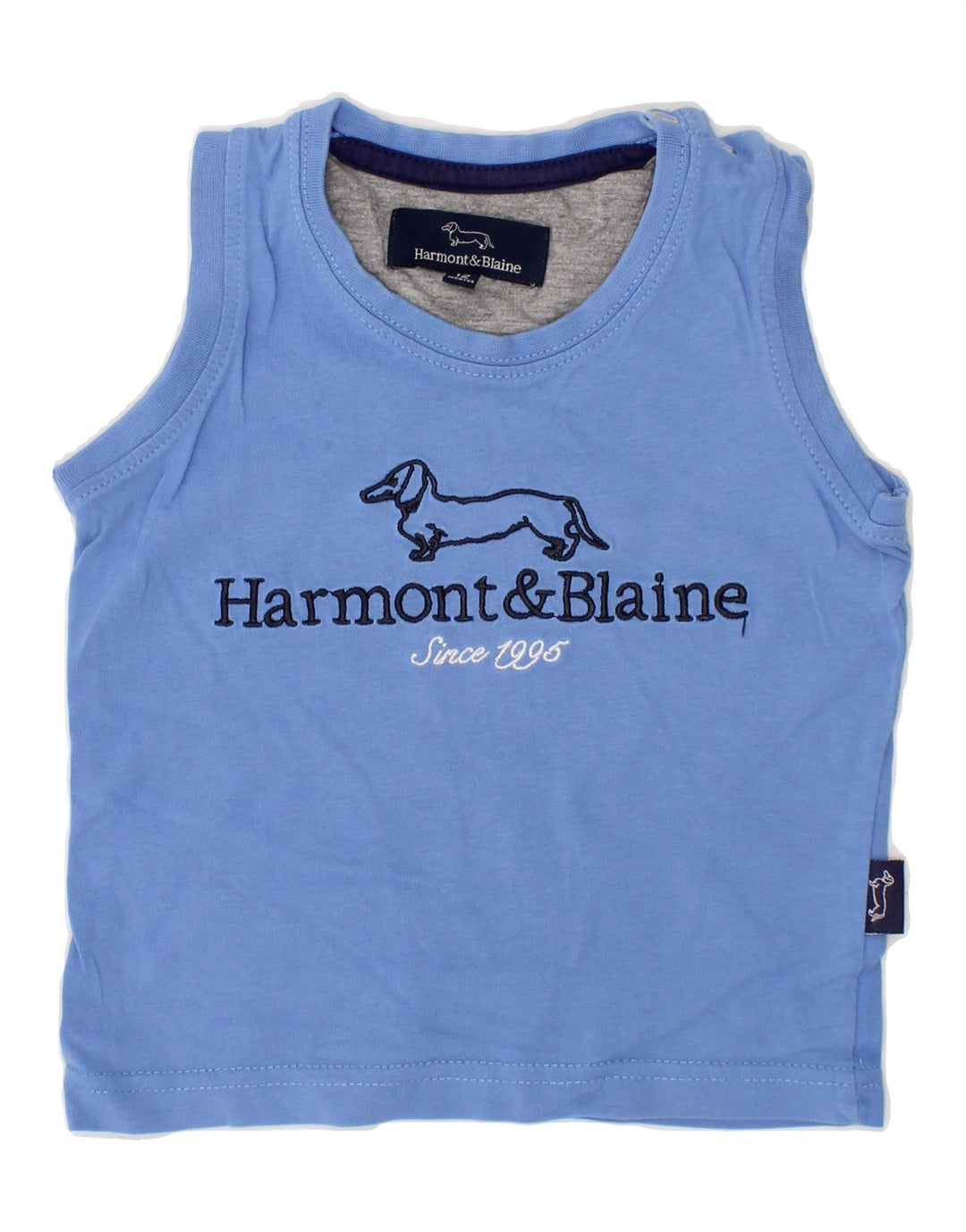 HARMONT & BLAINE Baby Boys Graphic Vest Top 9-12 Months Blue Vintage Harmont & Blaine and Second-Hand Harmont & Blaine from Messina Hembry 