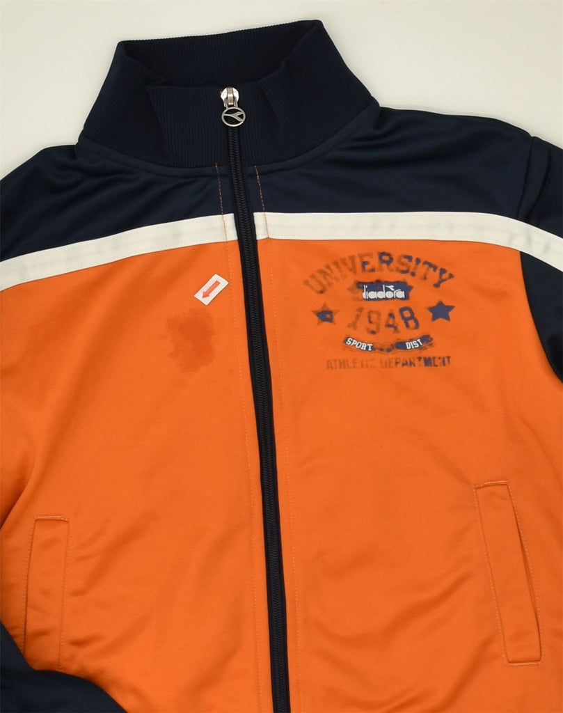 DIADORA Boys Tracksuit Top Jacket 9-10 Years Large Orange Colourblock | Vintage Diadora | Thrift | Second-Hand Diadora | Used Clothing | Messina Hembry 