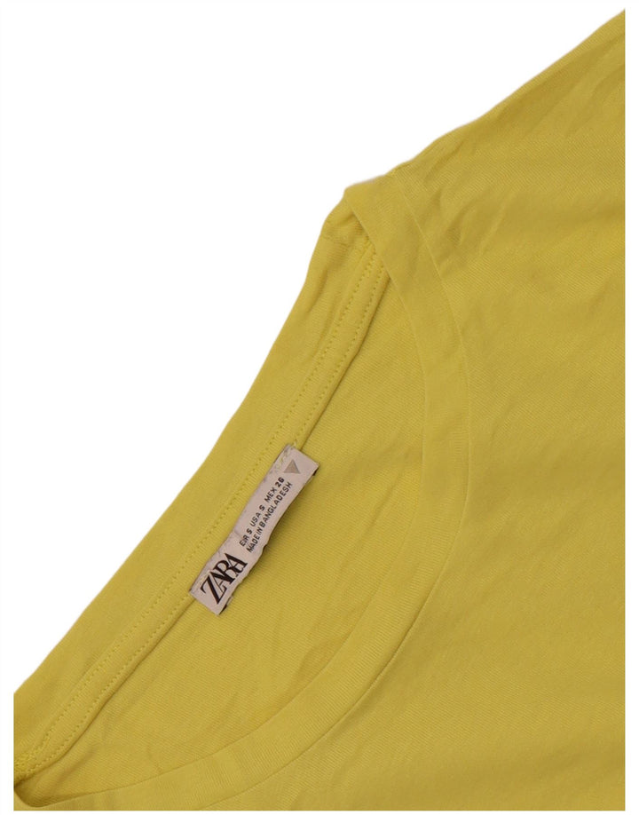 Zara Womens Crop Blouse Top UK 10 Small Yellow