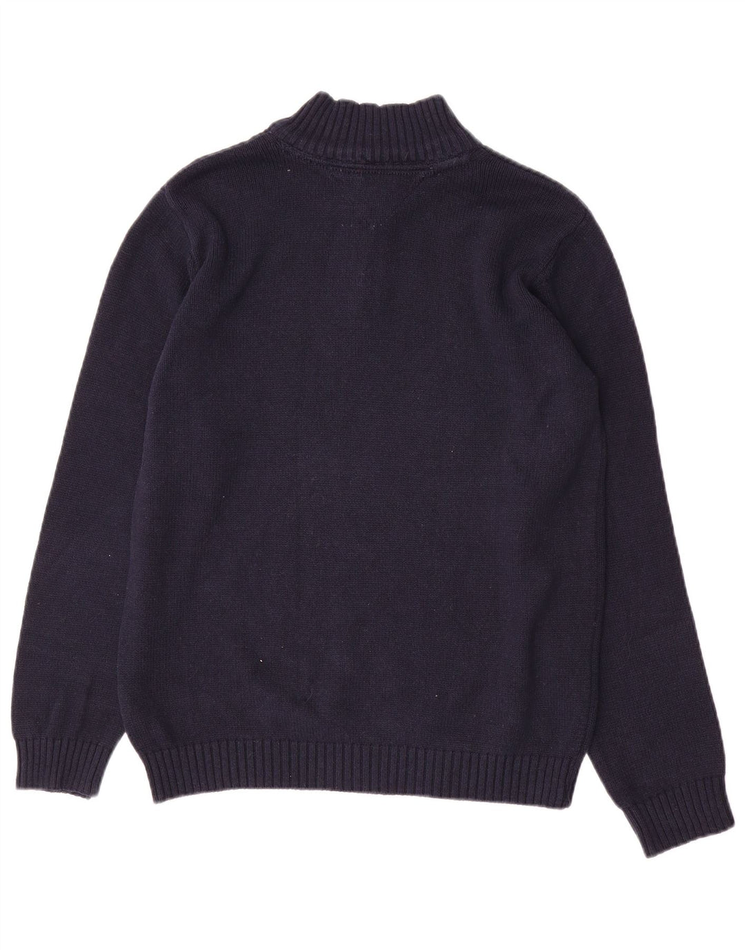 TOMMY HILFIGER Boys Zip Neck Jumper Sweater 14-15 Years Navy Blue Cotton