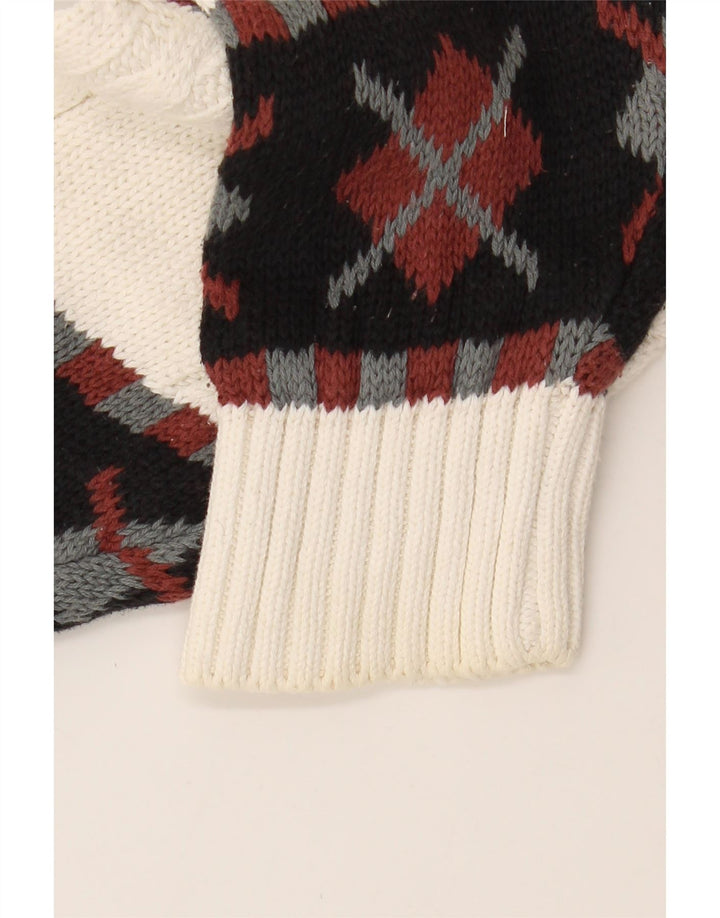 IZOD Mens Crew Neck Jumper Sweater Large White Fair Isle Cotton Vintage Izod and Second-Hand Izod from Messina Hembry 