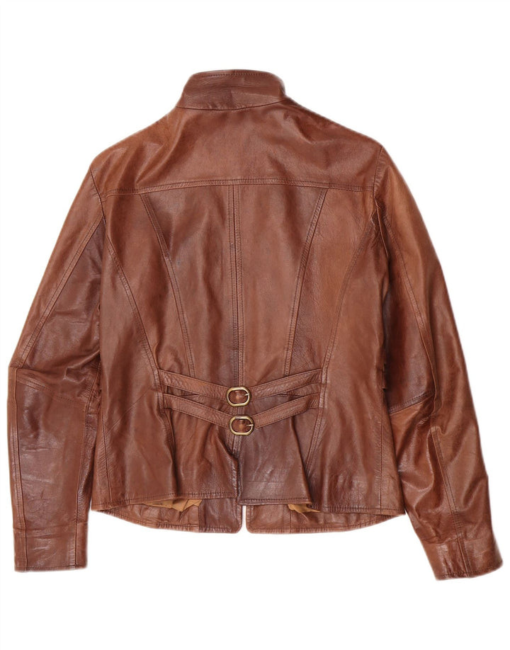 Vintage Womens Leather Jacket IT 44 Medium Brown Leather