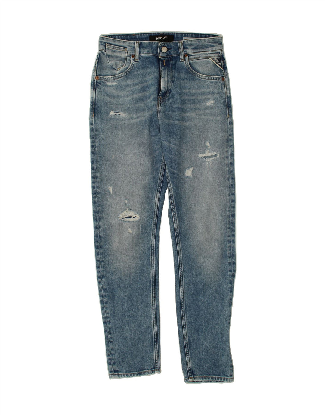 REPLAY Womens Marty Distressed Boy Fit Slim Jeans W24 L29  Blue Vintage Replay and Second-Hand Replay from Messina Hembry 