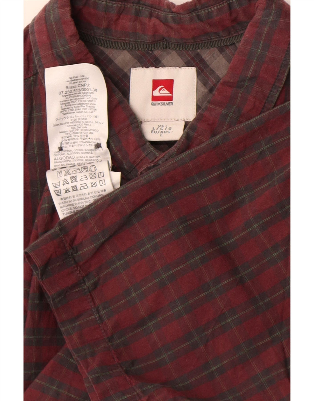 Quiksilver Mens Short Sleeve Shirt Large Red Check Cotton