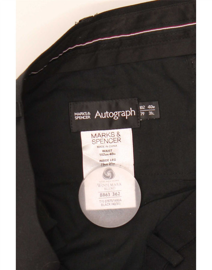Marks & Spencer Mens Autograph Straight Suit Trousers W40 L31 Black