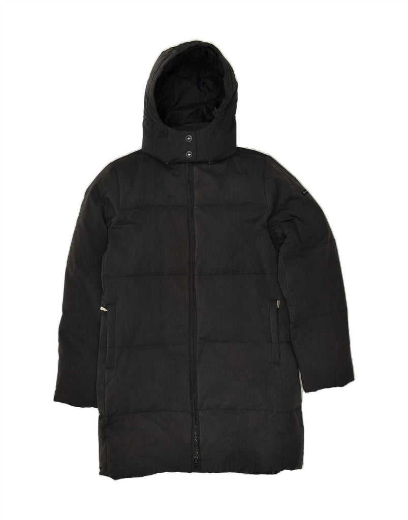 CHAMPION Womens Hooded Padded Coat UK 10 Small Black Polyester | Vintage Champion | Thrift | Second-Hand Champion | Used Clothing | Messina Hembry 