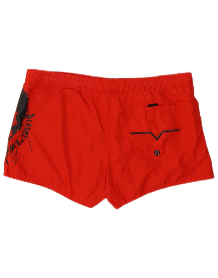 Diesel Mens Graphic Swimming Shorts Medium Red Polyester