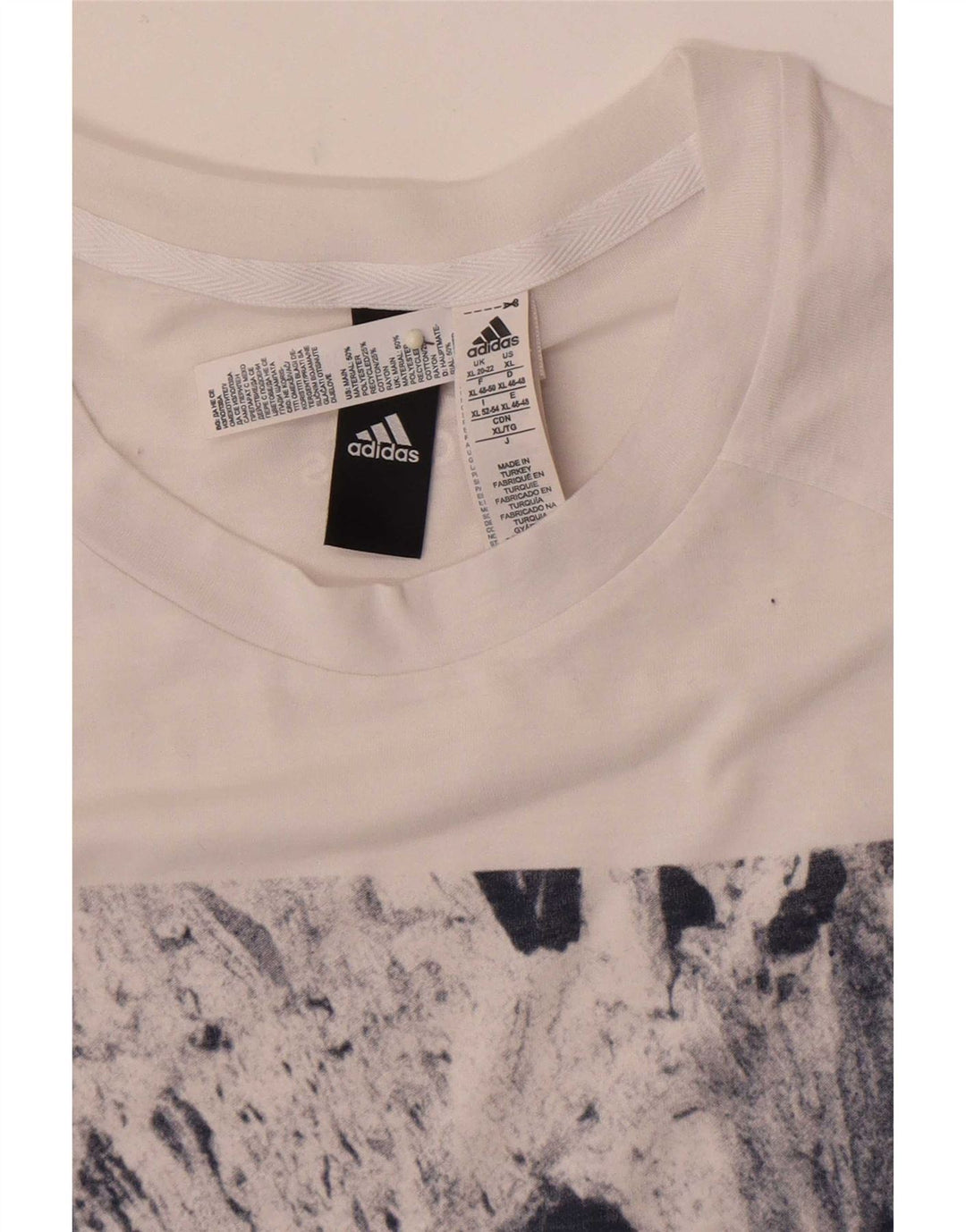 Adidas Womens Oversized Graphic T-Shirt Top UK 20/22 XL White Polyester