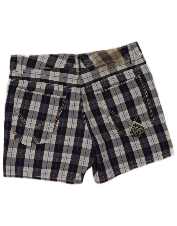 Roy Rogers Mens Casual Shorts W31 Medium Navy Blue Check Polyester