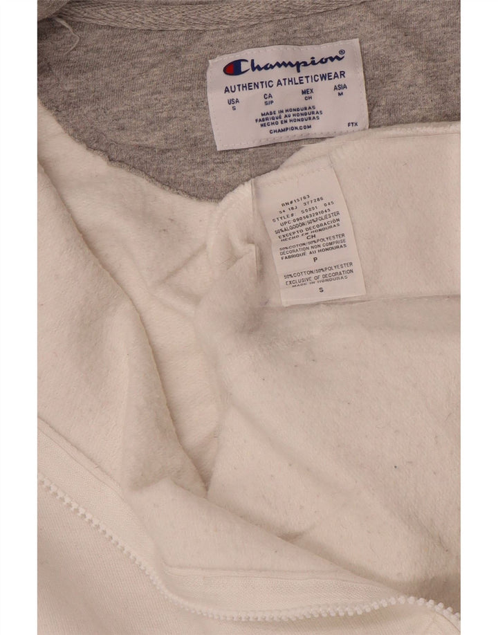 Champion Mens Zip Hoodie Sweater Small White Cotton