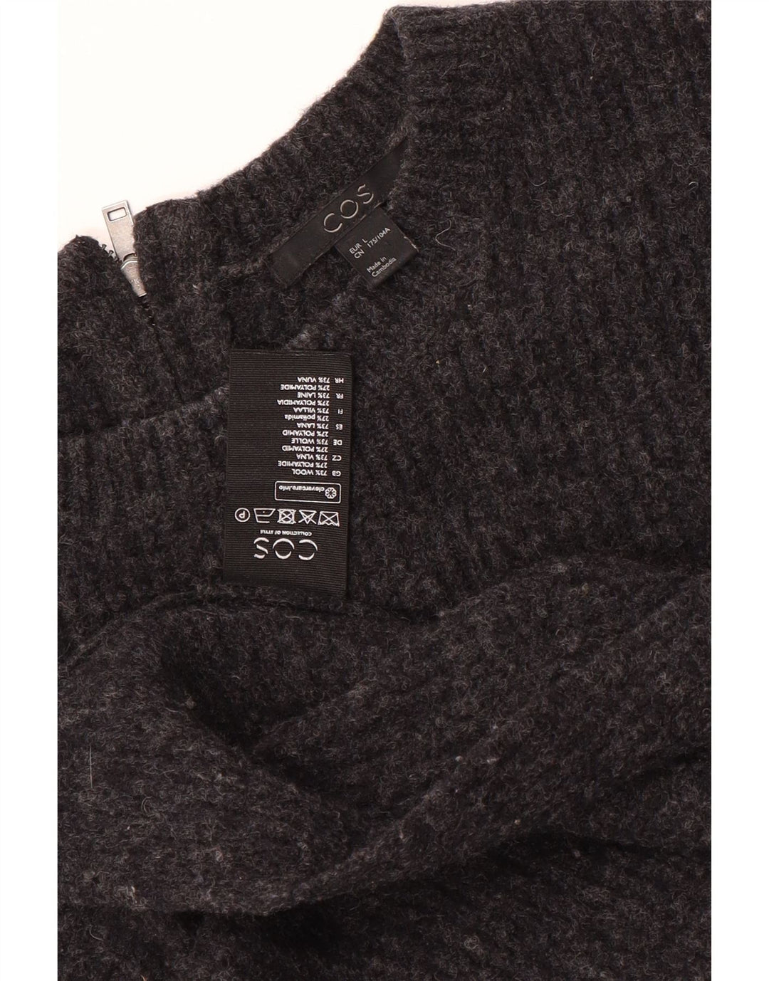 Cos Womens Cardigan Sweater UK 16 Large Grey Wool