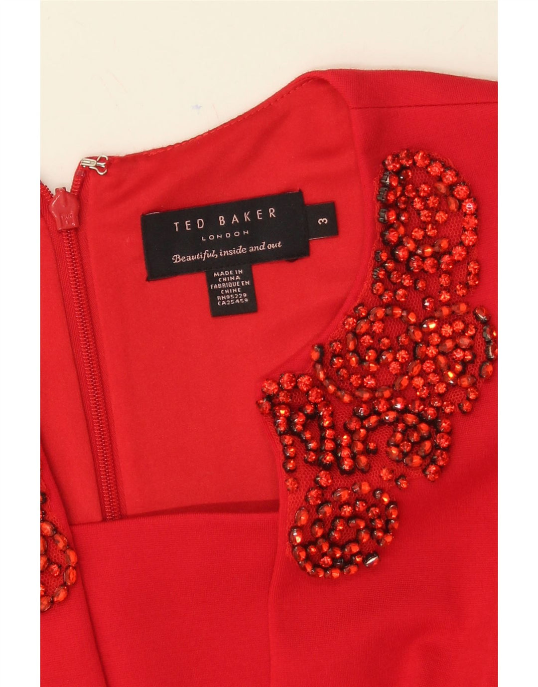 TED BAKER Womens Sleeveless Bodycon Dress Size 3 Medium Red Viscose Vintage Ted Baker and Second-Hand Ted Baker from Messina Hembry 