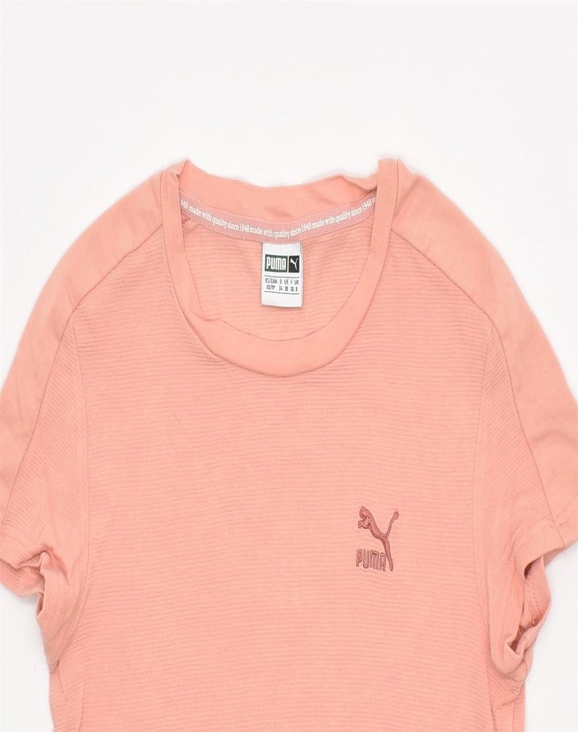 PUMA Womens Crop T-Shirt Top UK 8 Small Pink Cotton | Vintage | Thrift | Second-Hand | Used Clothing | Messina Hembry 