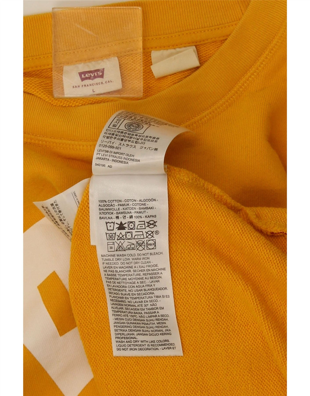Levi's Womens Graphic Sweatshirt Jumper UK 16 Large Yellow Cotton