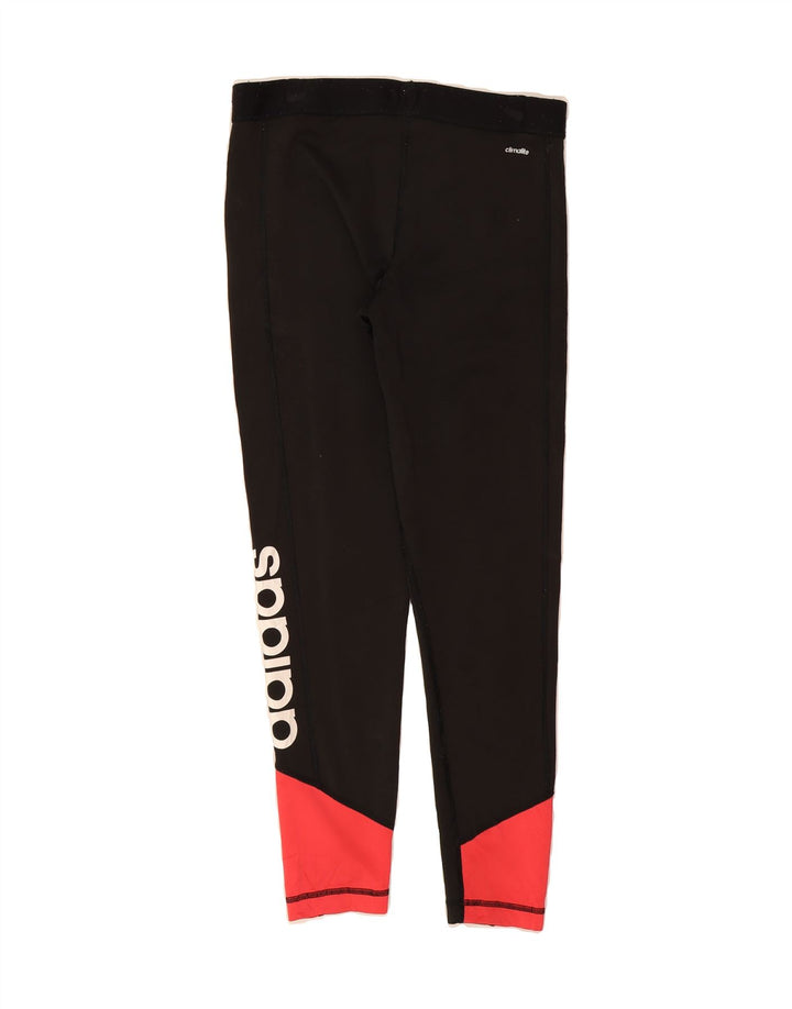 ADIDAS Womens Climalite Leggings UK 12/14 Medium  Black Colourblock Vintage Adidas and Second-Hand Adidas from Messina Hembry 