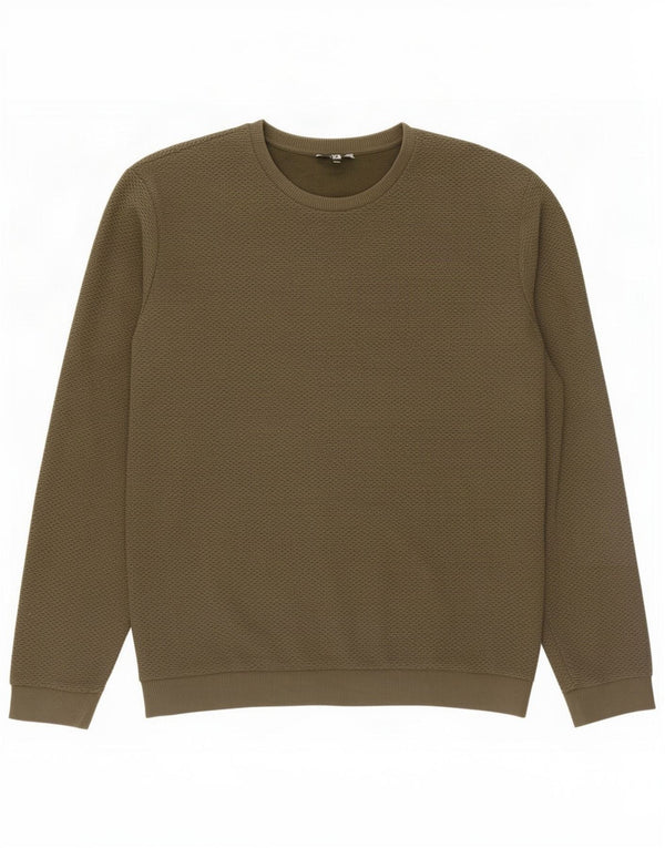 Reiss Mens Sweatshirt Jumper XL Khaki Cotton