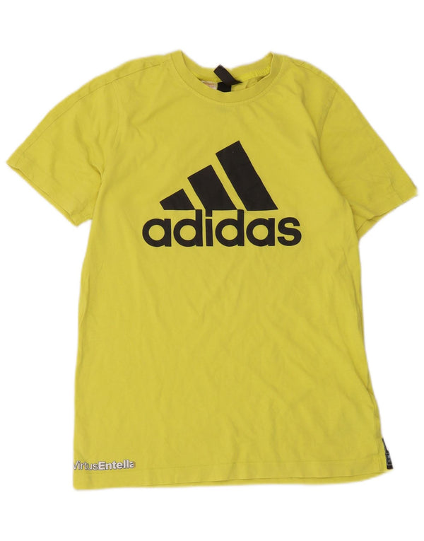 Adidas Boys Graphic T-Shirt Top 13-14 Years Yellow Cotton