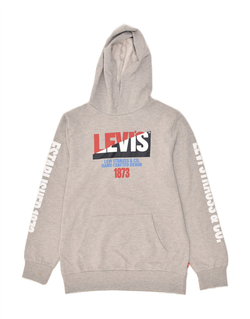 LEVI'S Boys Graphic Hoodie Jumper 15-16 Years XL Grey Cotton | Vintage Levi's | Thrift | Second-Hand Levi's | Used Clothing | Messina Hembry 