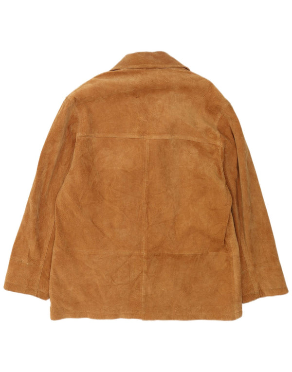 Vintage Mens 3 Button Suede Blazer Jacket IT 52 XL Brown Leather