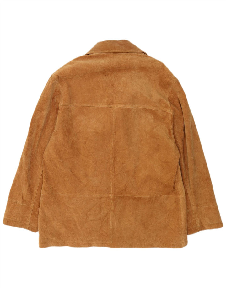 Vintage Mens 3 Button Suede Blazer Jacket IT 52 XL Brown Leather