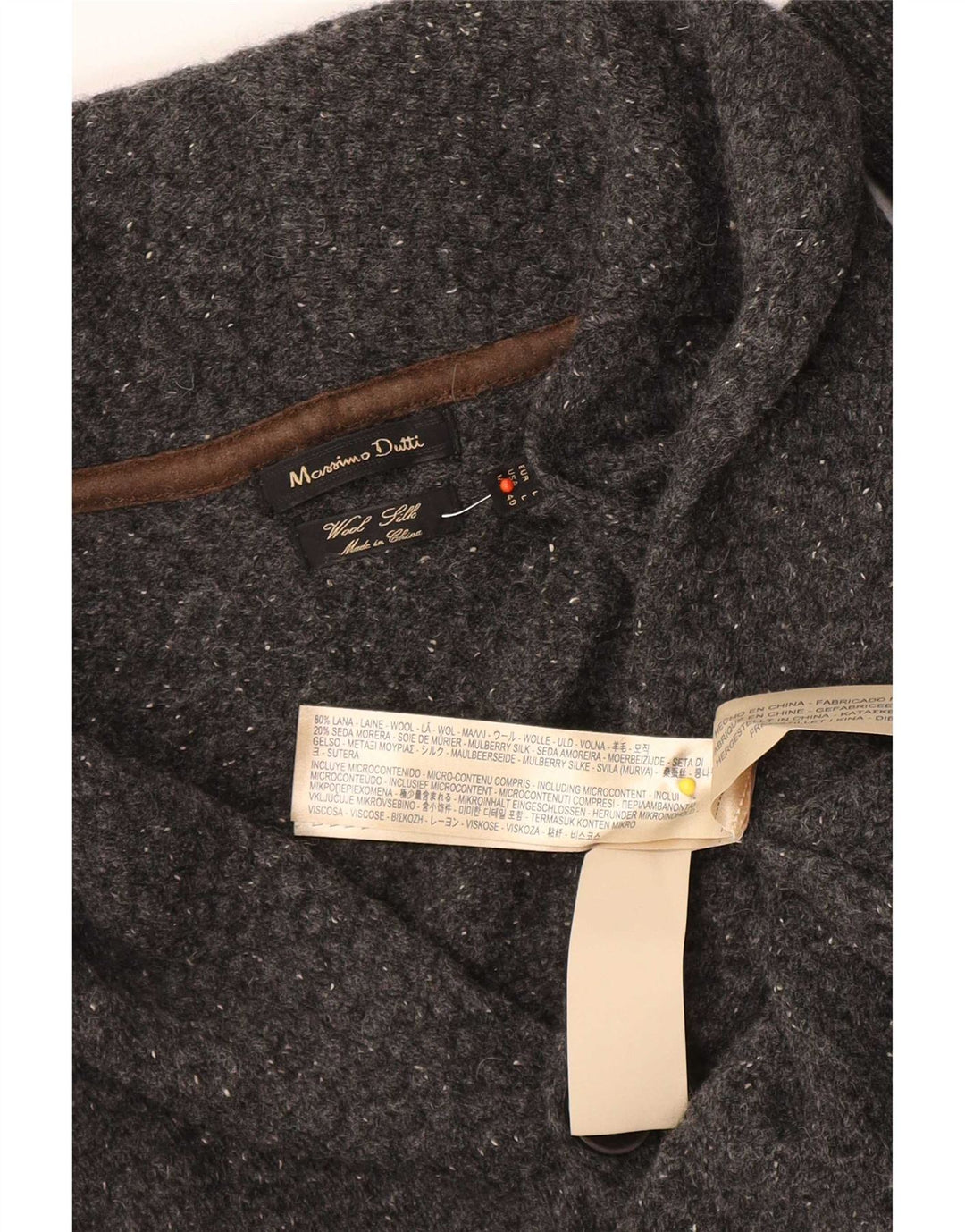 Massimo Dutti Mens Cardigan Sweater Large Grey Wool